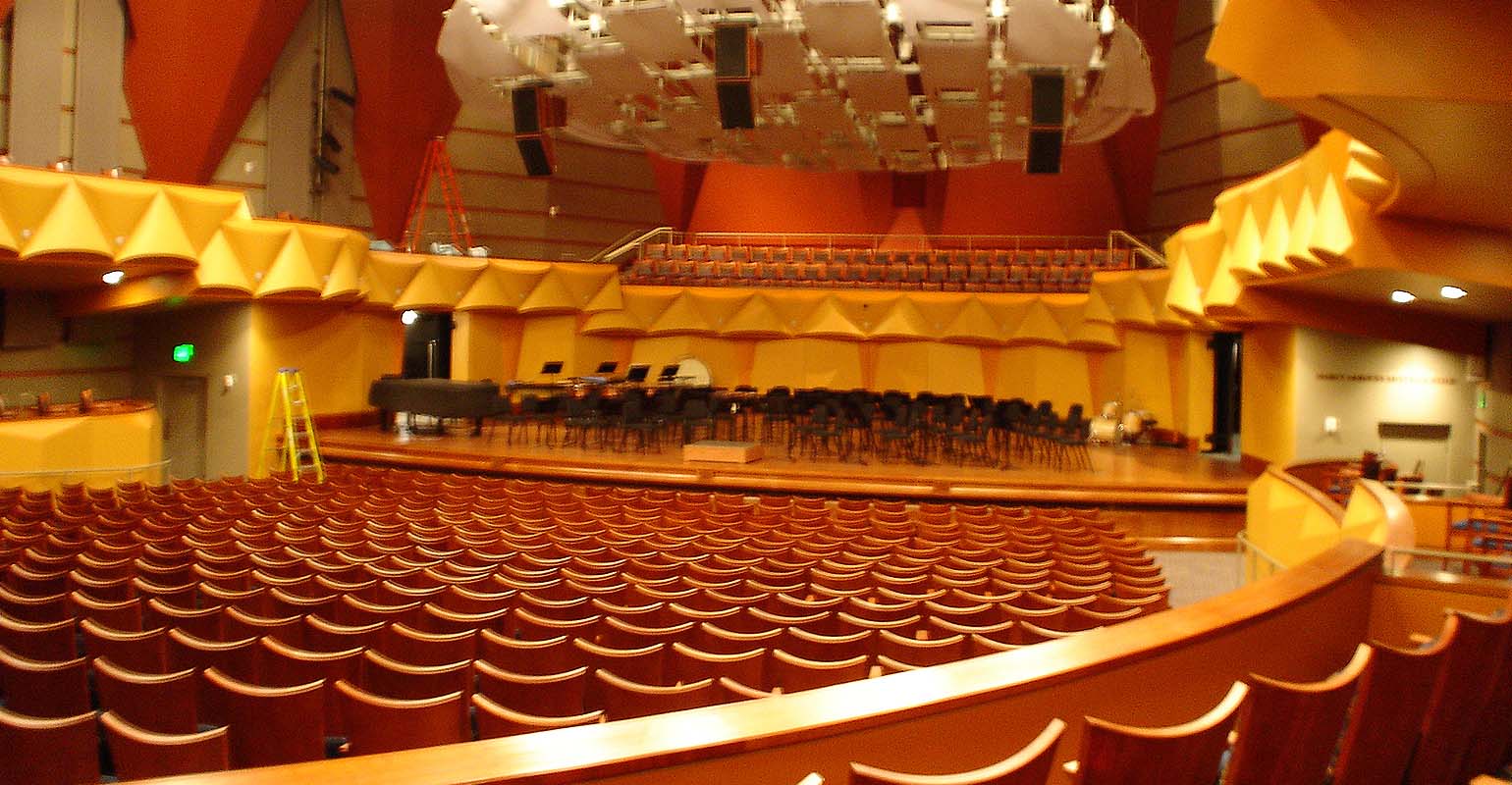 800-seat concert hall and 250-seat thrust stage theater.