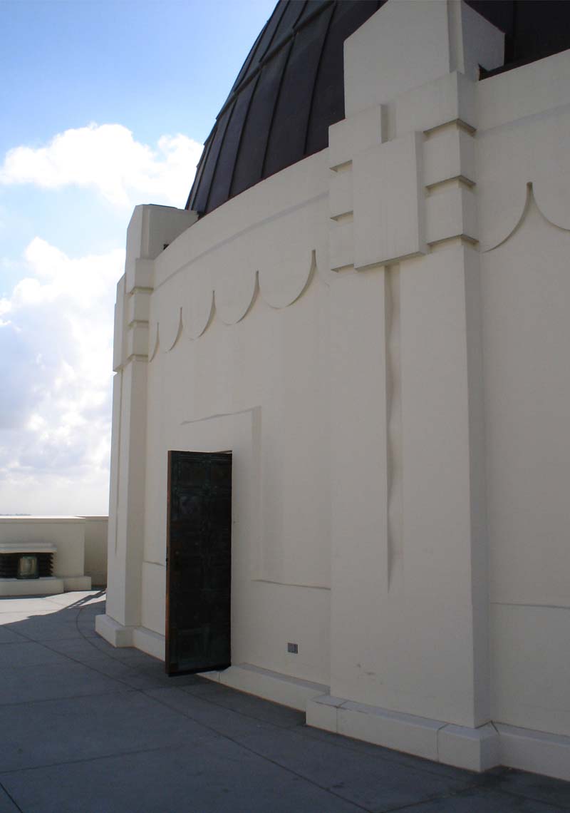 The door leads from the roof area into the dome above the theater, where projection equipment is located.
